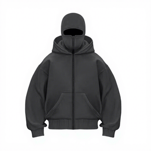 Sudadera Unisex Extra Grande con Capucha y Cierre de Cremallera, Diseño de Bolsillo en Color Sólido, Ropa Casual de Invierno, Corte Regular, Tejido de Punto, Manga Larga - Product Image 1