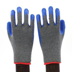 Grey & Blue <b>Knit</b> Wrist Dry Box Work <b>Gloves</b> with Textured Fingertips Latex Coating Rubber Palm Coating-Machine Washable - Product Image 2