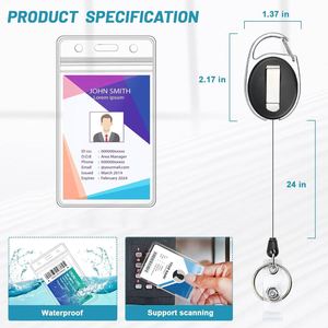 Cross Border Reusable Black Zinc Alloy <b>Id</b> Cover Easy Pull Retractable Buckle Waterproof Bank Card <b>Holder</b> Other Lanyards - Product Image 2