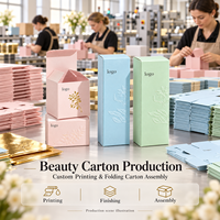 Carton pliable à fond à verrouillage automatique pour produits de beauté avec impression personnalisée, conçu pour les commandes de gros pour la vente au détail