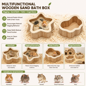 Boîte de fouillis en bois de peuplier pour hamster, bac à <span class=keywords><strong>sable</strong></span>, toilettes en bois pour petits animaux, jouet d'enrichissement pour hamster, rat, gerbil - Vente en gros - Product Image 2