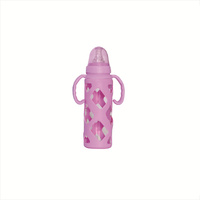 240ML botol bayi kaca ultra-tahan lama mudah dibersihkan bebas residu untuk bayi baru lahir 0-12 bulan termasuk penutup pelindung silikon gratis
