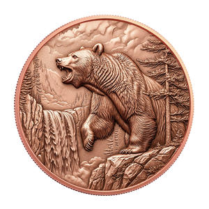 Moneda de Cobre Fino 999 de 1 oz con Oso Pardo Rugiente, Relieve Alto 3D, Medalla Redonda Coleccionable de Vida Silvestre Norteamericana, Venta al por Mayor - Product Image 2
