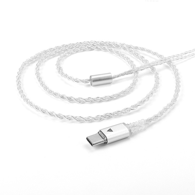 QKZ TC100 4-Strand Silver Plated Upgrade Cable Type-C 2PIN for HiFi Audiophile Earphones Headset HiFi Sound Upgrade Cable