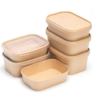 500ml Takeaway dùng một lần giấy kraft salad <span class=keywords><strong>container</strong></span> Nắp Take-Away giấy bát - Product Image 1