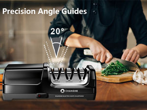Professional Electric <strong>Knife</strong> <strong>Sharpener</strong> 20-Degree Angled Diamond Abrasives Steel Precision Guides 3-Stage Sharpening Technology - Product Image 6