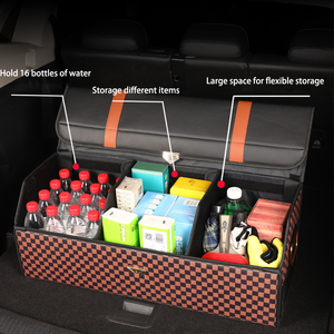 Organizador de Maletero de Coche de Cuero PU, Organizador de Maletero Premium Impermeable, Plegable y Resistente con Tapa - Product Image 3