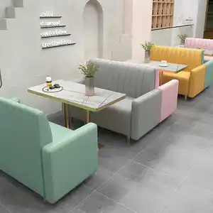 Hot selling restaurant booth seat retro high back sofa sets cafe bench seating colorful restaurant furniture for sale