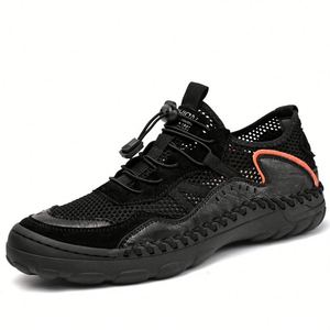 Baskets en maille à lacets respirantes, bout rond, semelle extérieure en caoutchouc, semelle intermédiaire en EVA, toutes saisons, couleur unie, chaussures pour hommes - Product Image 4