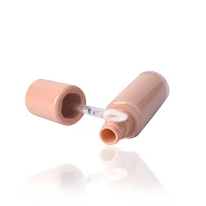 Tubo de brilho labial de plástico redondo de 4,5 ml, batom líquido vazio personalizado de cor nude, embalagem de óleo labial exclusivo