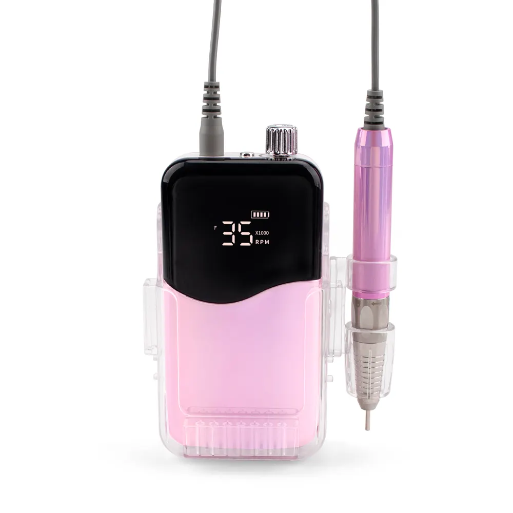 Plating pink Brushless Cordless Electric Nail Drill Machine 35000rpm Drill Set for Manicure Rechargeable Wireless Drill E File