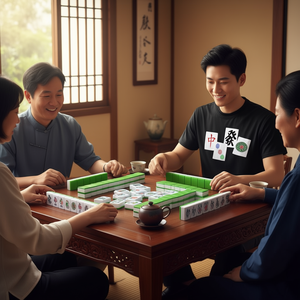 T-Shirt Giocatore di Mahjong Giochi Cinesi Stampa Digitale Girocollo Manica Corta Unisex Adulto Abbigliamento Promozionale - Product Image 2