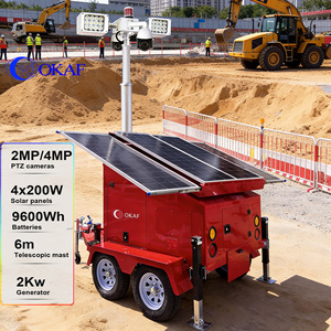 Tour d'éclairage solaire OKTrailer pour vidéosurveillance, mât télescopique manuel de 6 m, caméra PTZ HD à 360 degrés, système de surveillance mobile OK-PRO8 Sol - Product Image 5