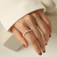 Gold perlen 2-3mm Kartoffel perle elastisch verstellbar stapelbar Stretch Real Pearl Ring