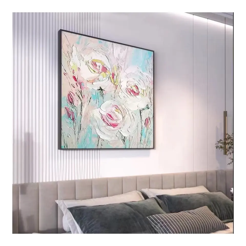 ArtUnion cornice interna allungata di grandi dimensioni Modern Home Decor Wall Art rose Flower Canvas dipinti ad olio per camera da letto