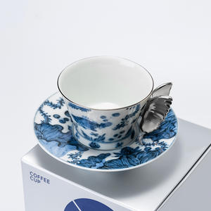Taza de Té de Cerámica Azul Finlandesa Antigua de Estilo Americano-Chino Behan, para Café Latte, Flores, Té de la Tarde, Estilo Mediados de Siglo - Product Image 3