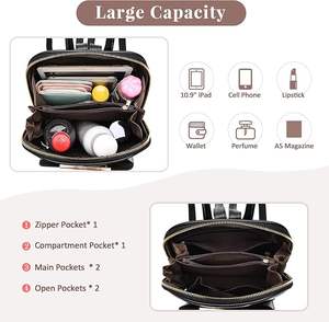 Sac à dos léger et imperméable en cuir PU avec doublure en nylon pour femme, idéal pour l'école, les voyages et la ville - Product Image 5