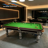 Table de billard S.Q.F Classic Green Felt 9 pieds avec pieds en marbre, plateau en ardoise, coussin en cuir, pour salle de jeux professionnelle, club de luxe ou usage domestique.