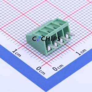DB125-2.54-4P-GN-S Screw Terminal Block Through hole Component (THT),P=2.54mm Connector 1x4P 2.54mm Green Through Hole - Product Image 1