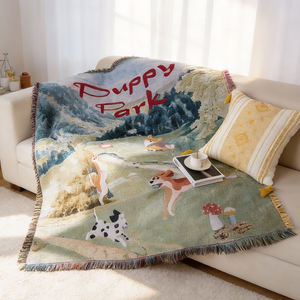 Couverture Jacquard Animée Prête à l'emploi Style Pastoral, Tapisserie Murale Confortable en Coton pour Décoration et Cadeaux de <span class=keywords><strong>Camping</strong></span> - Product Image 3