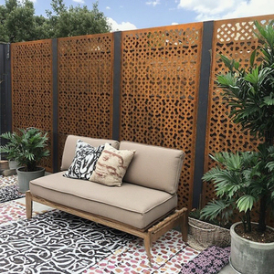 Outdoor Privacy <strong>Screens</strong> and Panels with <strong>Free</strong> <strong>Standing</strong> <strong>for</strong> Balcony Patio <strong>Garden</strong> Privacy Fence, Laser Cut Corten Steel Panels - Product Image 3