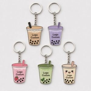 Porte-clés Boba personnalisés en gros, design de logo pour boutique de desserts, cadeaux promotionnels, porte-clés thé aux perles - Product Image 1