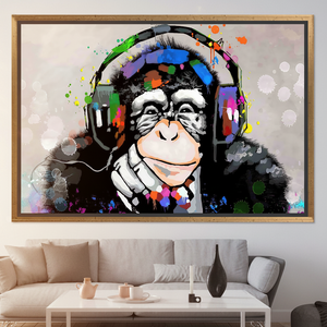 Vibrant Monkey Print <b>Canvas</b>: Bold Animal Artwork for Modern Decor,GOLD <b>FRAMED</b> <b>CANVAS</b> - Product Image 3