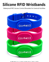 Wasserdichtes 13,56MHz EM4305 1K NFC Silikon-Armband Verstellbares RFID-Armband mit QR-Code für Bargeldlose Zahlung, Wasserpark und Fitness-Studio