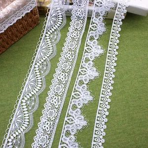 High Quality Water Soluble Lace Trimming Border Embroidery White Milk Silk Lace