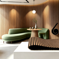 Panneau acoustique flexible en lattes de bois, courbé, en MDF Akupanel pour la décoration murale de colonnes rondes, insonorisant, en fibre de polyester