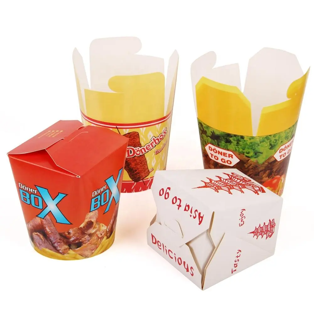 Klant Gedrukt Wegwerp Papier Noodle Box Doner Box Printing Kebab Doos