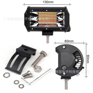 ไฟทำงาน LED แบบสองแถว 72W ขนาด 130 มม. สำหรับติดตั้งกับกันชนหน้ารถออฟโรด ติดตั้งบนหลังคาได้ ไฟกระพริบสองสี - Product Image 1