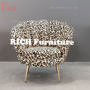 Personne seule fauteuil élégant coquille de <span class=keywords><strong>mer</strong></span> forme léopard accent chaise pour salon moderne léopard fauteuil <span class=keywords><strong>en</strong></span> tissu velours - Product Image 6