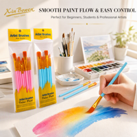 Xin Bowen Pincel Arte 10pcs Pinceaux en nylon avec tiges en plastique Pinceaux aquarelle à l'huile pour peinture d'art