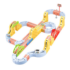Kit de course de voitures sur rail flexible DIY, jouet de construction électrique avec voitures LED, cadeau éducatif STEM pour enfants - Product Image 1