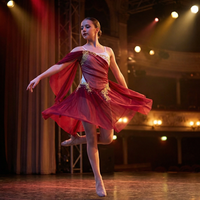 Robe de danse de salon rouge pour femmes et filles, justaucorps de patinage et de ballet, qualité professionnelle, ornée de diamants, pour compétition enfant