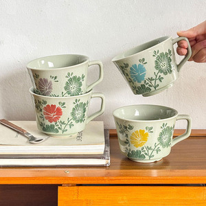 Vintage Flower Ceramic Coffee <b>Mug</b> Creative Ice-creak <b>Glazed</b> Ceramic Latte Cup - Product Image 1