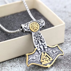 yunnique Viking Thor Hammer Pendant Necklace Stainless Steel Celtic Knot Design Unisex Gift Jewelry - Product Image 4