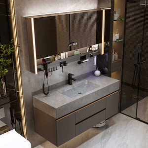 Luxury gray bathroom cabinet smart mirror cabinet gray washbasin hanging cabinet body - Product Image 2