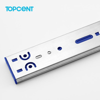Glissière télescopique TOPCENT 45 mm à fermeture amortie / Glissière à roulement à billes pour tiroir à ouverture par pression