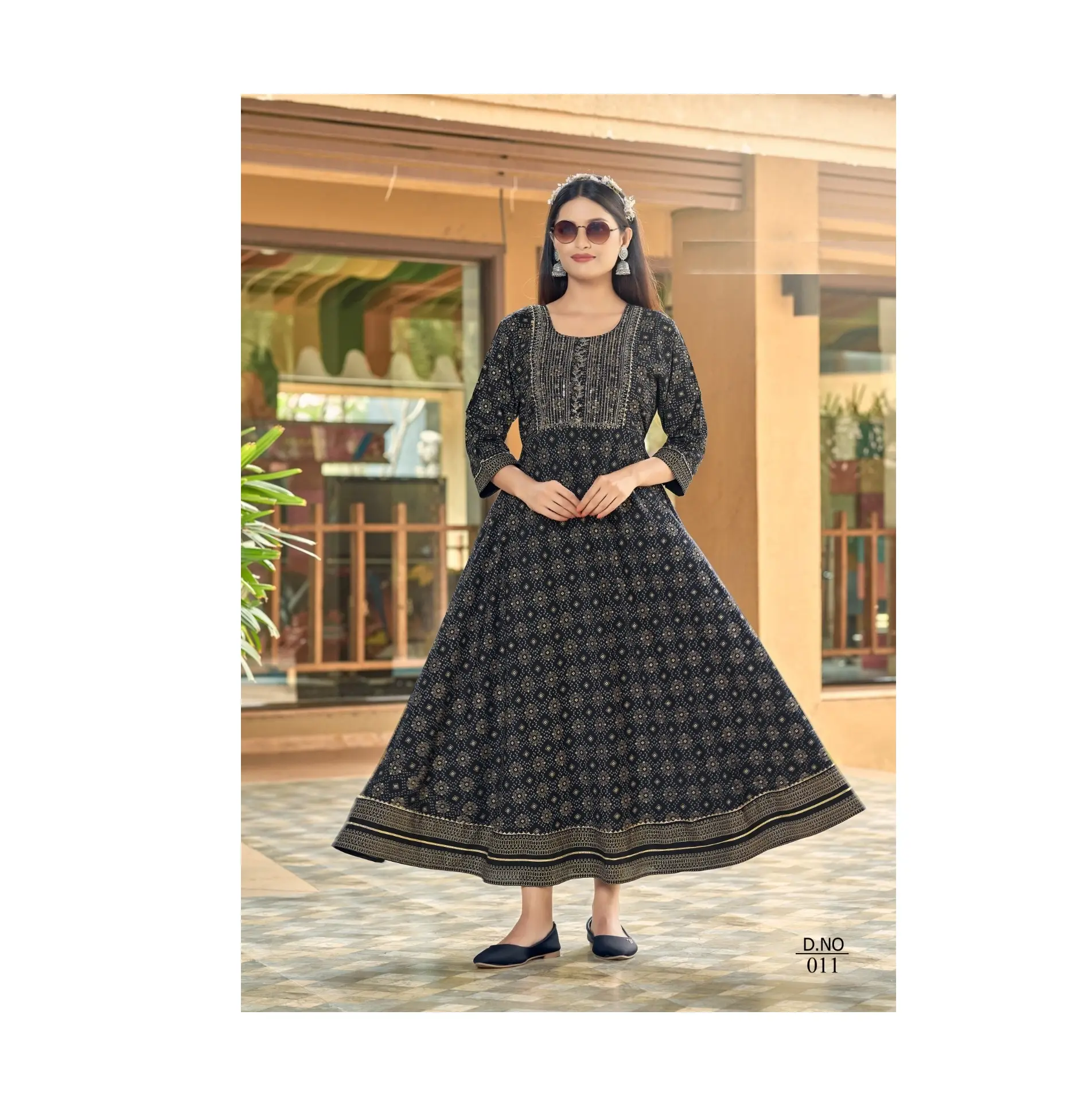 New Collection Rayon Print with Sequence Embroidery Work Kurtis Gown for Wedding Party and Outdoor Wear