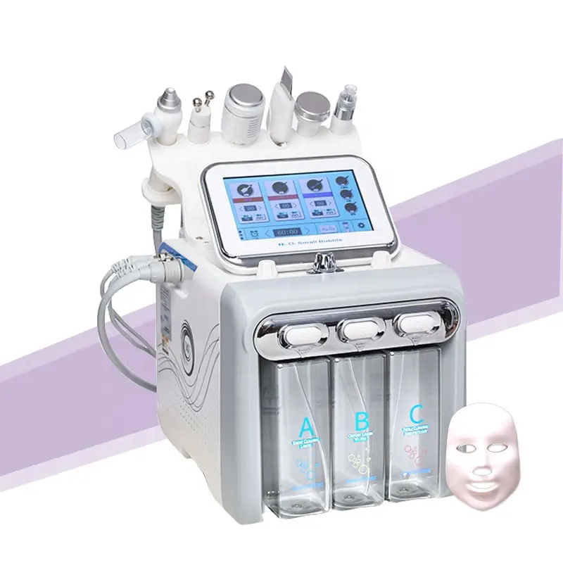 2024 6 en 1 Hydrodermabrasion Cuidado DE LA PIEL Hydro Hydra Water Máquina facial con máscara Led Hydra belleza máquina facial