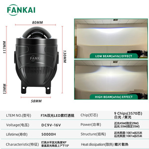 F7A 3.0 Inch Dual Beam LED Fog <b>Light</b> 55W 6000K 12V HB4 Universal Fit Retrofit Upgrade <b>Driving</b> Lamp - Product Image 3
