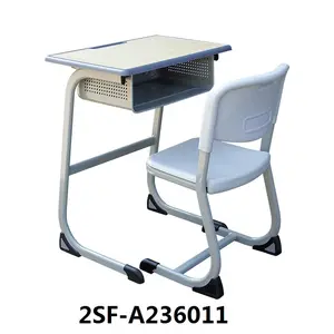 china cheap school furniture C type single metal wood plastic desk and chair set for primary/middle/high school/university