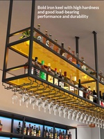 Meuble de bar moderne en métal éclairé pour la maison, avec rangement suspendu pour verres à vin