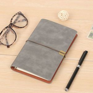2025 Wholesale Vintage High Quality Handmade Blue Brown Leather <b>A5</b> Spiral Loose-Leaf Refillable Travel Notebook <b>Diary</b> Journal - Product Image 5