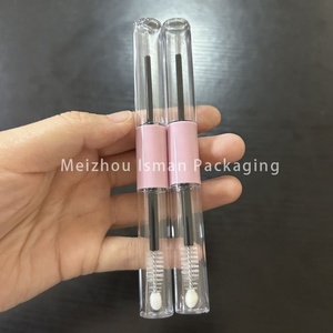 ISMAN Luxe 4ml+4ml Tube de mascara double embout rose transparent, flacon de sérum de croissance des cils rond, <span class=keywords><strong>vente</strong></span> en gros, marque <span class=keywords><strong>privée</strong></span>, professionnel, nouveauté - Product Image 2