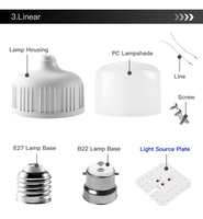 Bombilla LED al por Mayor de 5W 10W 15W 20W 30W 40W 50W 60W, Forma de T, E27/B22, Bombilla LED de Ahorro de Energía