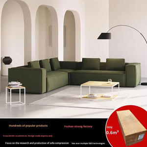 French Retro Corduroy Fabric Living Room Sectional <b>Sofa</b> Set Modular Compression Three-Four Person Combination Tofu Block - Product Image 3