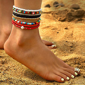 सस्ते बोहेमियन ग्रीष्मकालीन समुद्र तट के एले ब्रेसलेट सेट मिश्र धातु समुद्री शेल स्टारफिश बीज छुट्टियों के लिए फैशन फुट चेन - Product Image 6